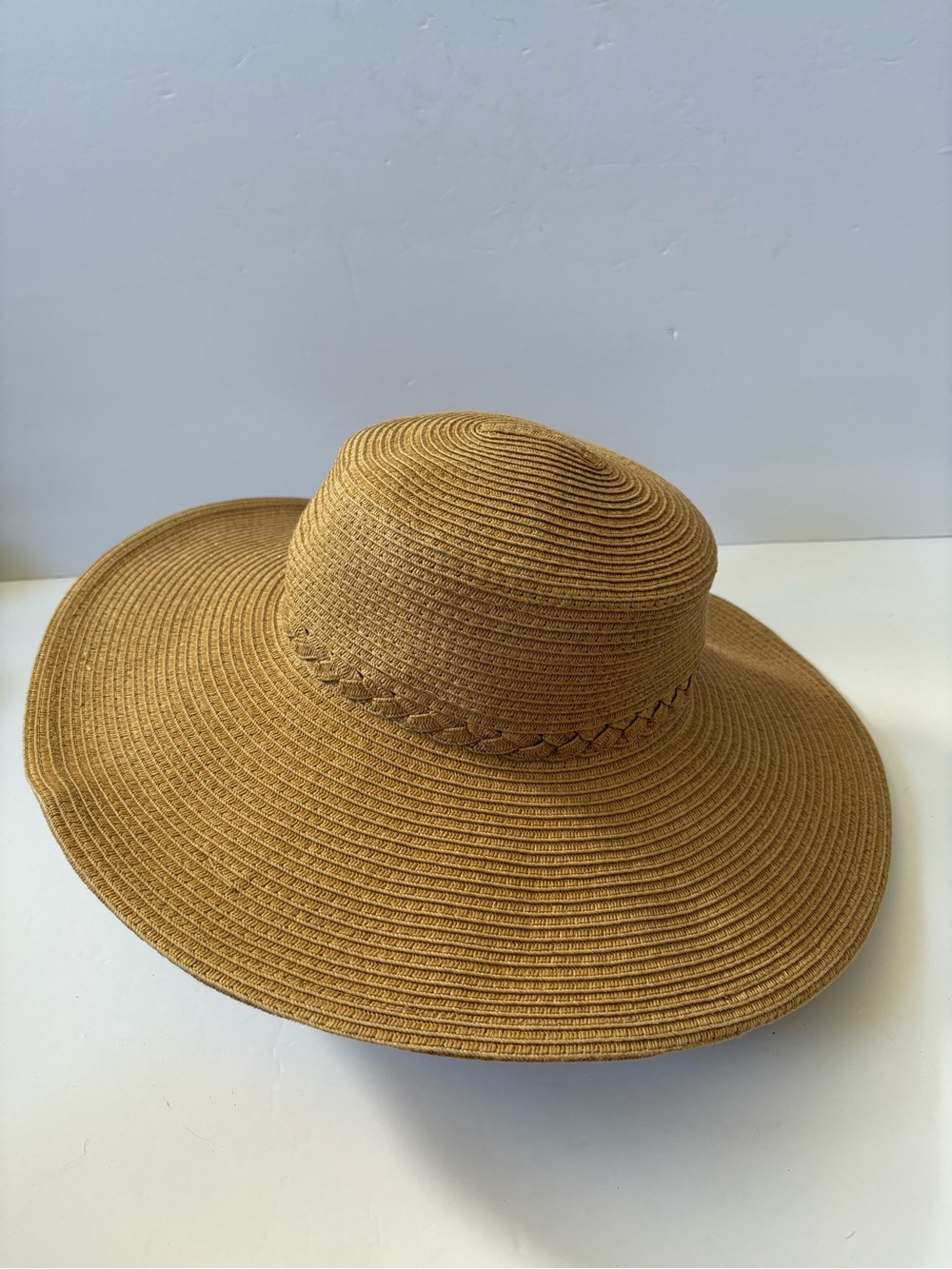 Urban Outfitters Ecote Braid Trim Beige Sun Hat Cruise Resort Coastal Beach Wide